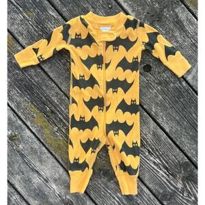 Hanna Andersson Halloween Baby Zip Sleeper 0-3m Orange Black Bats Night Flight